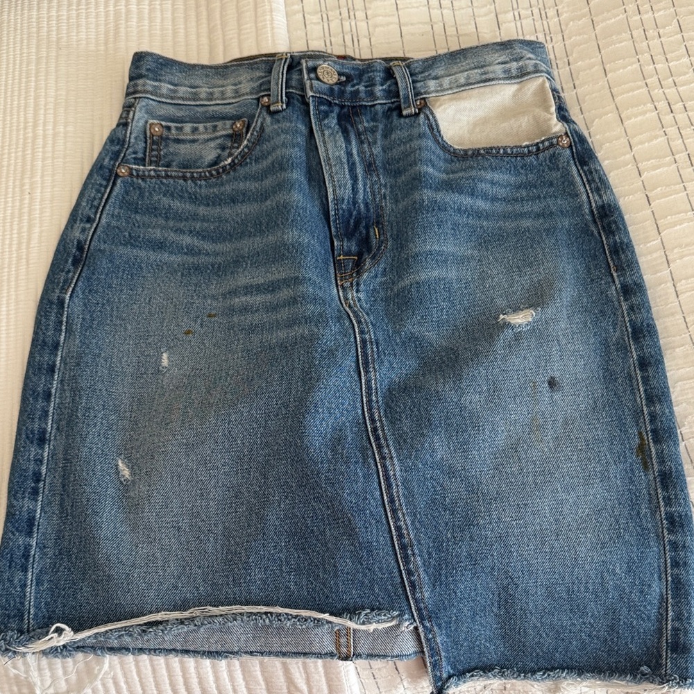 No End Nash Denim Blue Distressed Skirt